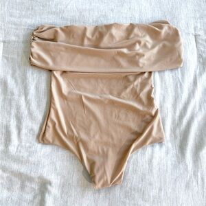 AFRM Joyette Ribbed Draped Bodysuit Size Small